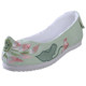 Zhong Lingji Wedge Shoes Thousand Layer Insole High Heels Arch Shoes Antique Green Embroidered Shoes Upturned Toe Shoes