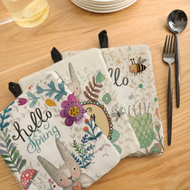 Cute rabbit kitchen insulation mat Short plush fabric insulation Kitchen insulation mat Table mat Anti-hot mat Bowl mat