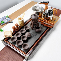 Complete set of purple sand automatic tea set glass celadon home office electric magnet stove tea table tea ceremony solid wood tea tray