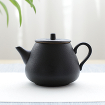 Tangzhan kungfu tea set ceramic small single pot filter tea coarse pottery filter tea purple sand pot Japanese tea ceremony black pottery teapot