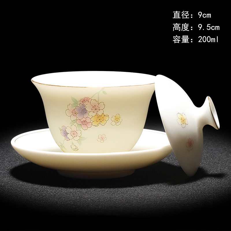 Gold colored enamel three to make tea tureen bowl cups large single household kung fu tea set suits for the lounge