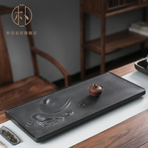 Park Hao whole piece of mountain Black Black Gold Stone tea plate drainage relief handmade tea Sea Black Gold Stone tea table large tea tray