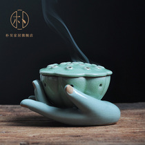 Pu Hao ceramic incense burners Buddhism equipment Buddhist supplies pan incense burners small incense burners Ru kiln incense burners