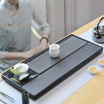 Park Hao dry bubble Stone tea table kung fu tea set natural black stone Tea large home simple tea tray set