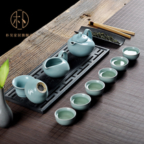 Pu Hao Ru Kiln tea set set open piece can raise Ru porcelain Kung Fu tea cup Teapot Kung Fu Tea set Household ceramics