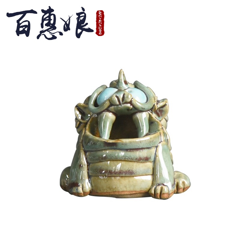 (niang checking coarse pottery censer coarse pottery lion incense, incense inserted tea pet tea spare parts