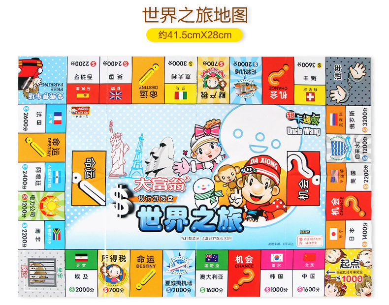正版大富翁卡通超q萌版中国之旅幸福人生世界之旅益智游戏强手棋.