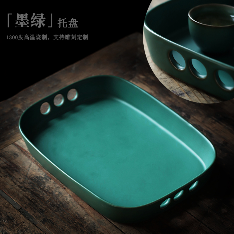 ShangYan ceramic tea set tray monolayer dry terms plate household rectangle sushi plate dessert plate of fruit bowl tea tray