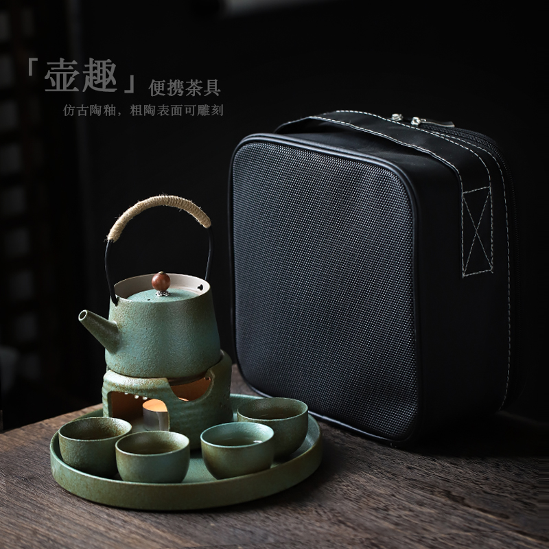 ShangYan portable travel kung fu tea set is suing candles heated tea stove teapot tea tray of a complete set of contracted