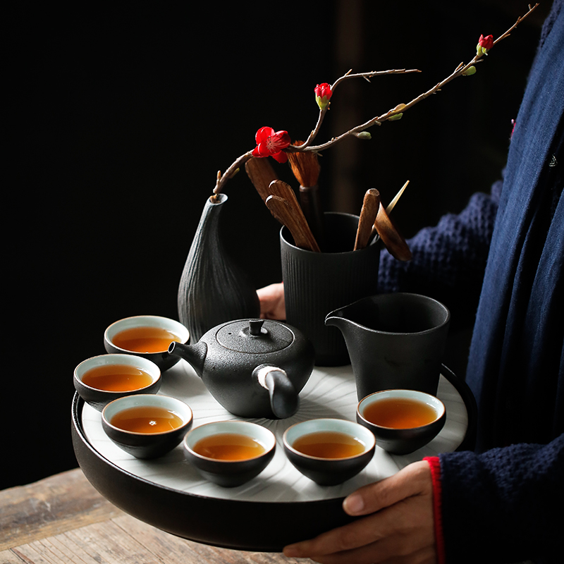 ShangYan retro black pottery teacup perfectly playable cup small ceramic bowl kung fu tea sample tea cup single CPU contracted master CPU