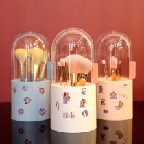 Makeup brush storage bucket desktop dustproof with cover cosmetic brush eyeliner eyebrow pen holder ins Wind eye shadow brush box