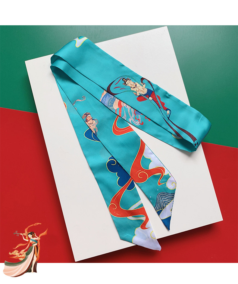 赵丽颖同款敦煌丝巾瘦金体发带女编发飘带绑包丝带百搭长条扎头发