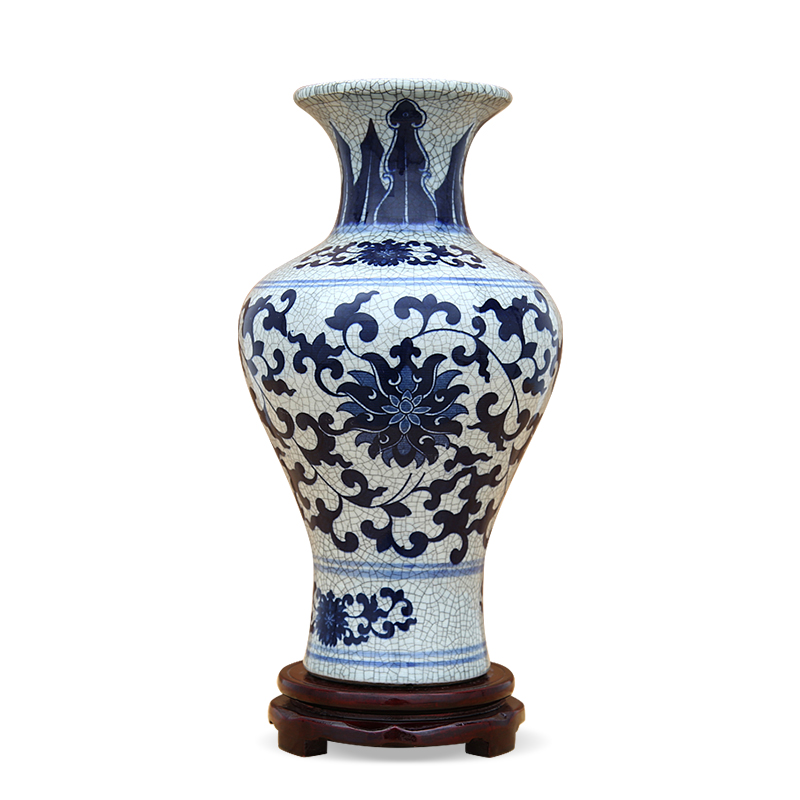 Jingdezhen ceramic vase furnishing articles guanyao antique Chinese blue and white lotus flower sitting room put vase decoration