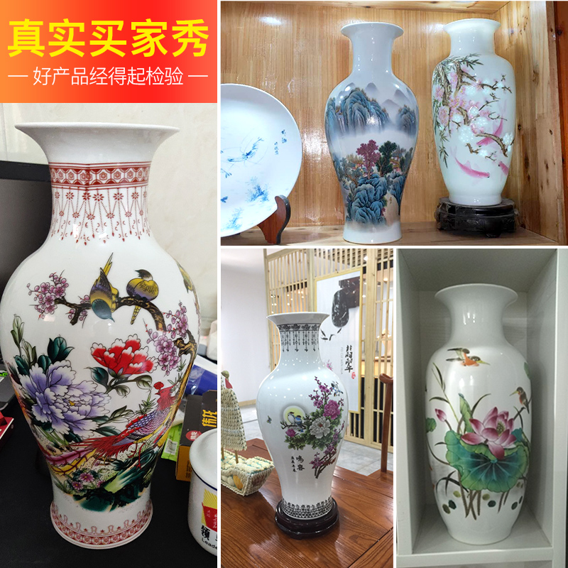 Jingdezhen blue and white porcelain vase three - piece ceramic furnishing articles sitting room TV ark of the sitting room porch handicraft ornament