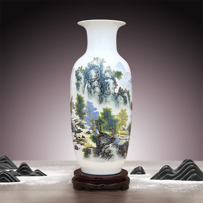 Jingdezhen ceramic famille rose dried flower vase furnishing articles sitting room flower arranging, I household adornment handicraft decoration