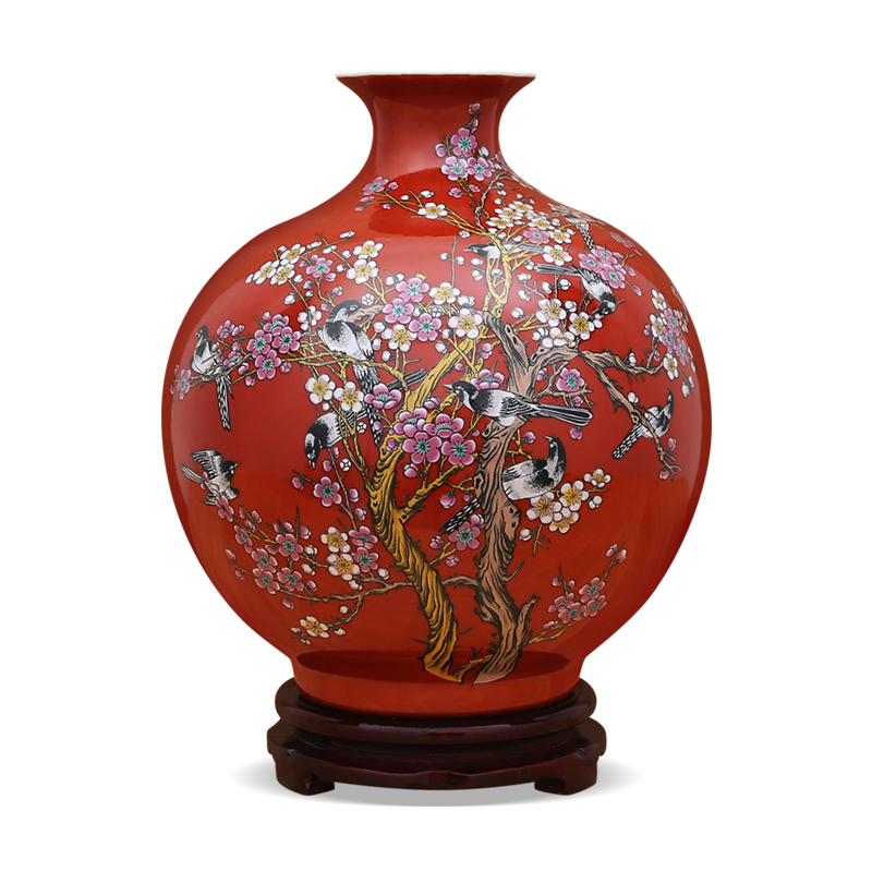 Beaming vase cinnabar red colouring to industry