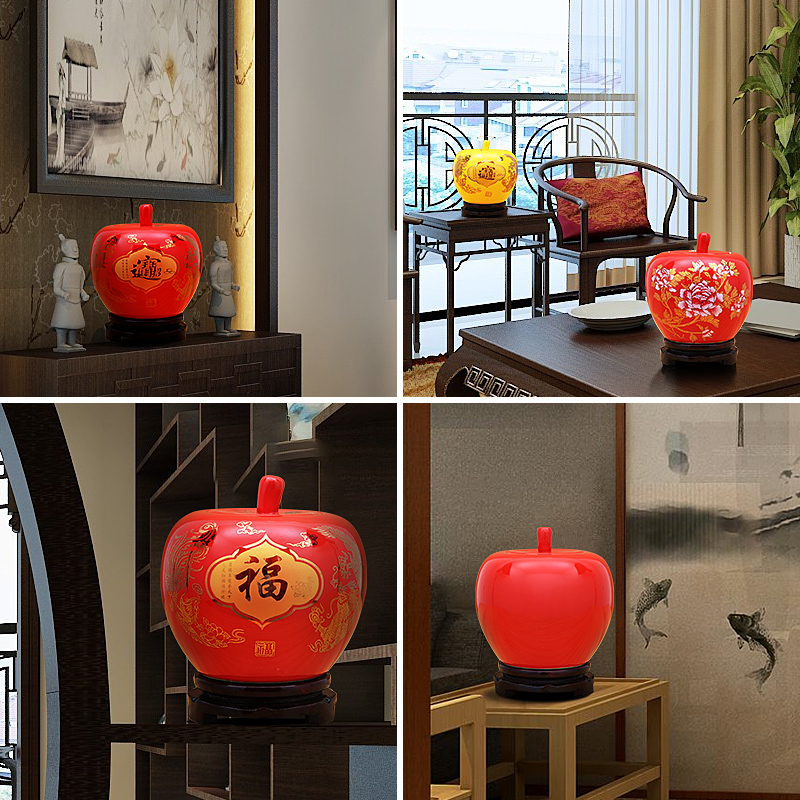 Jingdezhen ceramics China red Christmas apple fruit furnishing articles modelling storage tank is festival festival decorations