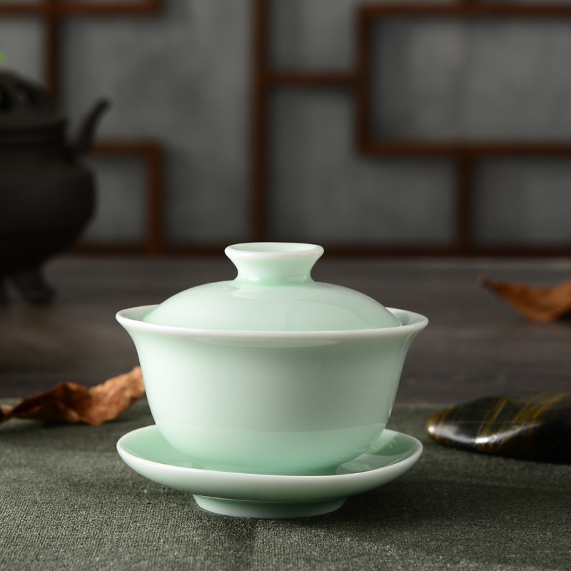 Back at tureen ceramic cups large single three white porcelain kung fu tea tea bowl violet arenaceous longquan celadon