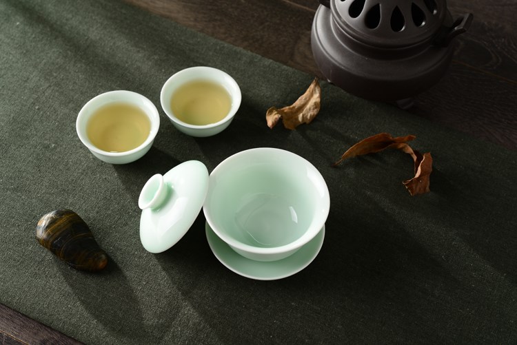 Back at tureen ceramic cups large single three white porcelain kung fu tea tea bowl violet arenaceous longquan celadon