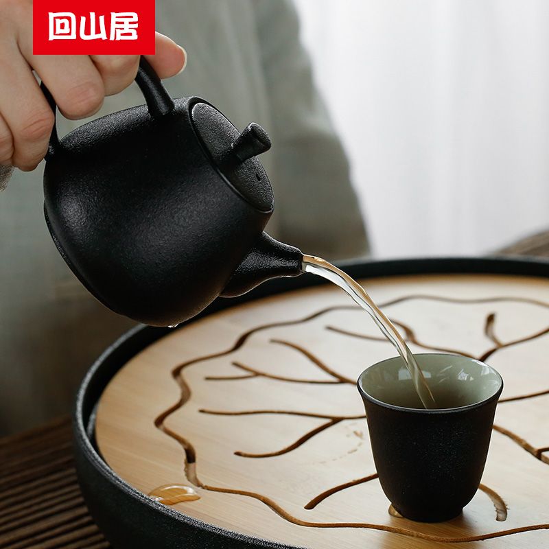 Ceramic kung fu tea set back on black pottery teapot single pot teapot filter side to prevent hot thick black zen tao