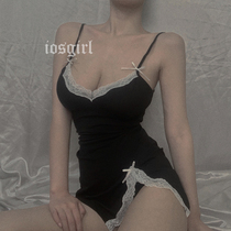 iosgirl: Tucked You-Bow Lace Cotton Slit base skirt Dress 9035