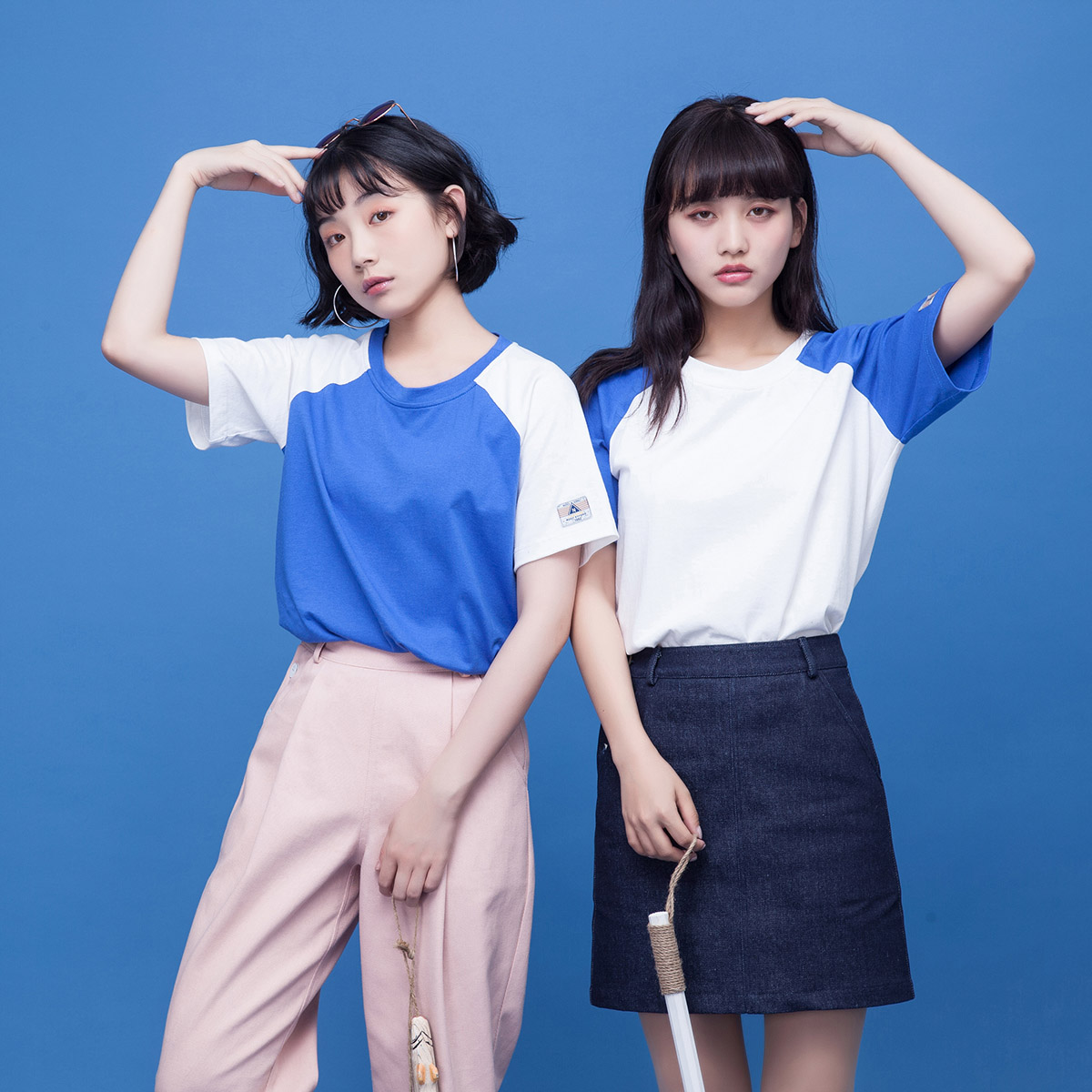 opt2017夏新款t恤女短袖宽松撞色插肩袖百搭运动风半袖女t1345