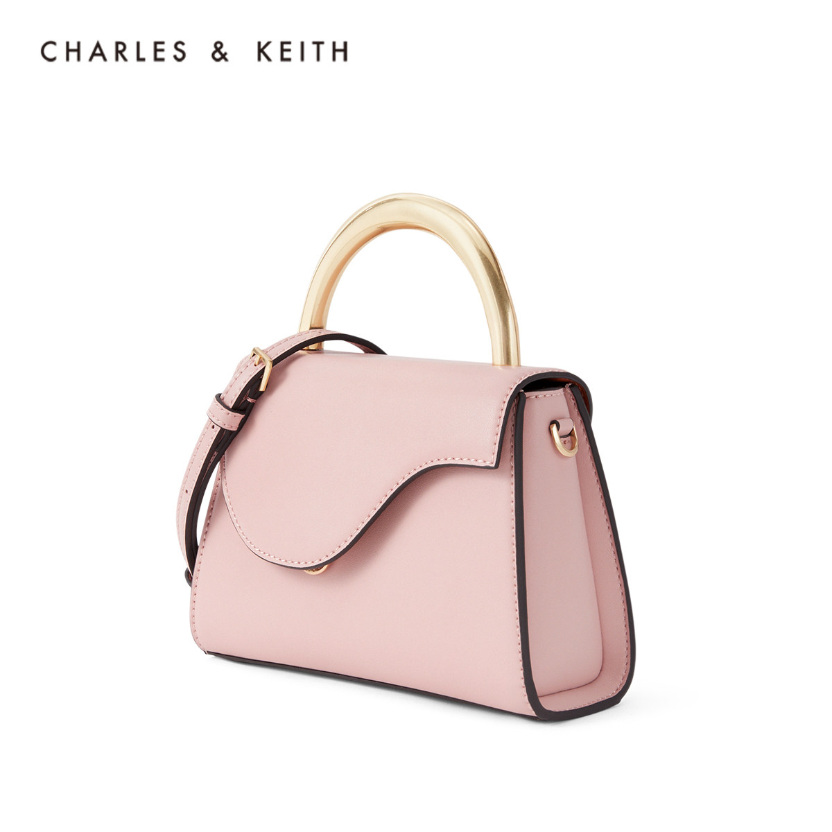 charles&keith秋冬女包ck2-50270491手柄手提单肩包