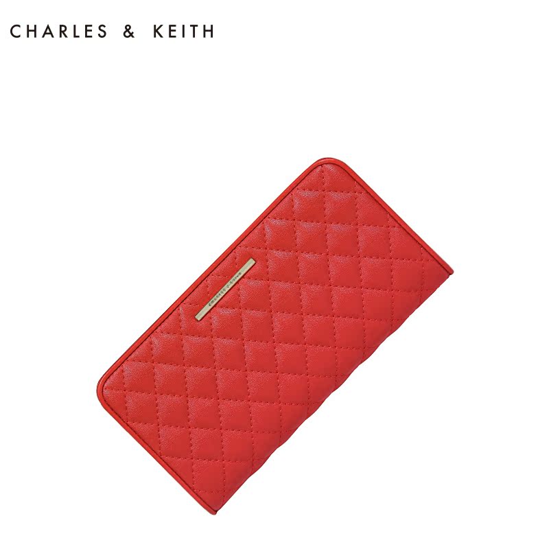 CHARLES&KEITH钱包女 CK2-10680059 菱格拉链长款皮夹产品展示图2