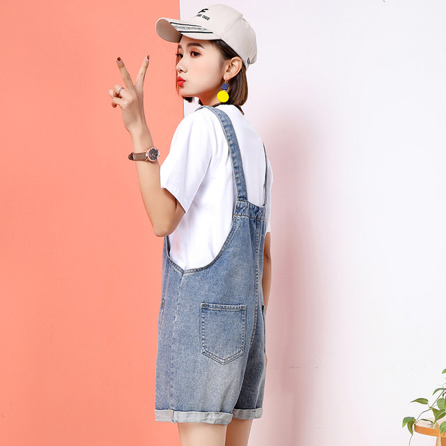 Denim overalls was thin waist shorts female summer loose suspenders pantyhose straight jeans large size piece pants children Denim overalls was thin waist shorts female summer loose suspenders pantyhose straight jeans large size piece pants children