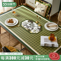 Green Wild Fairy-Style Light Lavish Leather Table Mat Table Cloth Waterproof Greaseproof Anti-Burn Thickened Table Mat Pvc Advanced Sensation