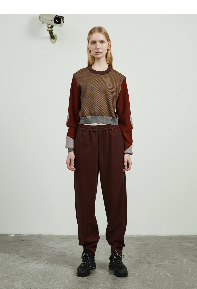 商场同款jnby/江南布衣2018冬新品简约撞色套头针织衫女5i8823740 jnb