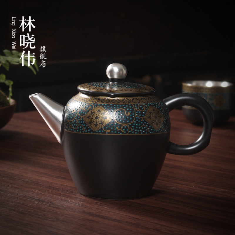 Lin Xiaowei kung fu tea set new product tasted silver gilding the teapot household ceramics single pot western creative little teapot tea