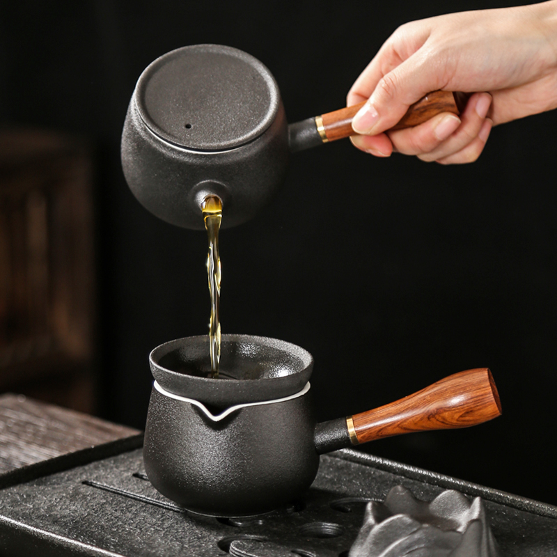 Japanese light key-2 luxury black pottery teapot tea side suit household contracted sitting room ceramics kung fu tea cups high - end gifts