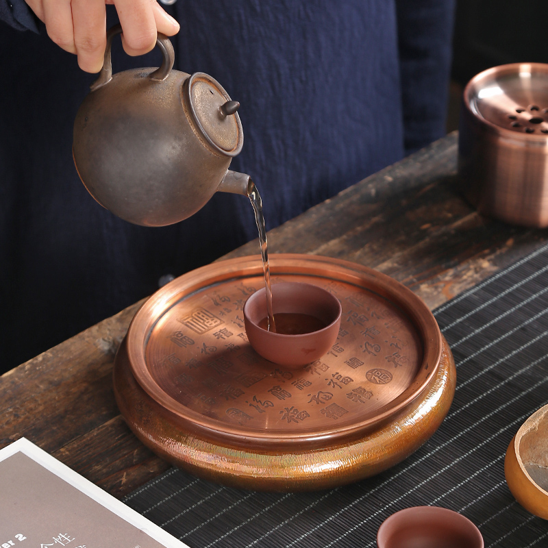 Circular manual pure copper buford it bearing pad hammer ground dry terms plate teapot kung fu tea accessories