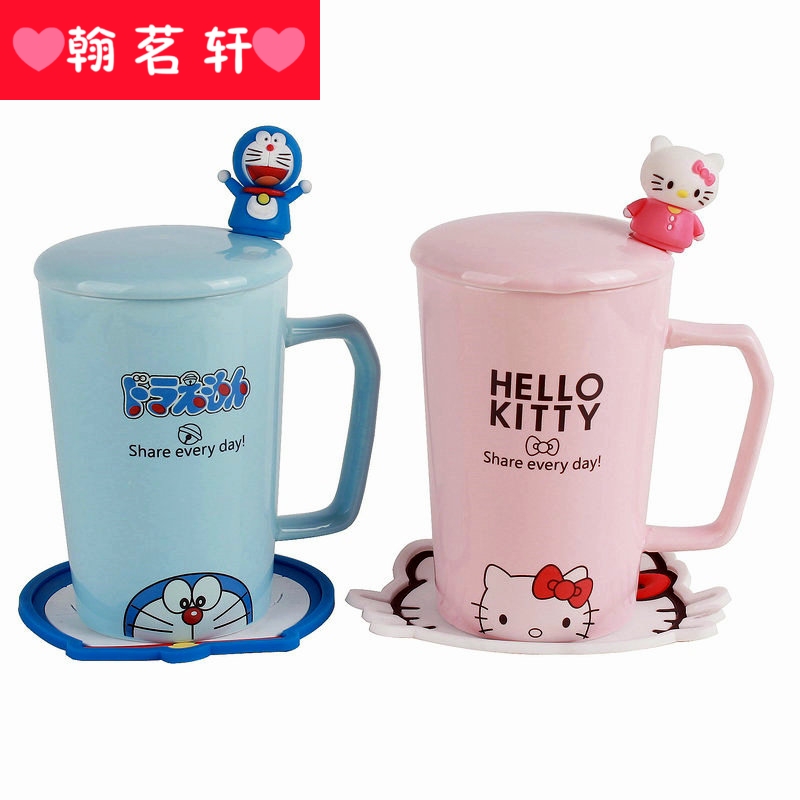 Express cartoon keller creative ceramic keller cup with cover spoon princess picking for a cup of coffee cup female students