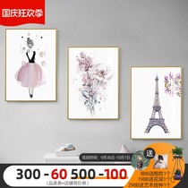 Bedroom decoration painting childrens room hanging painting girl warm room cute rabbit cartoon animal living room background wall painting