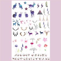 Little Fresh Tattoo Sticker Starry Sky Series Christmas Elk Tattoo Stickers Unisex Butterfly Cat Tattoo Stickers Waterproof