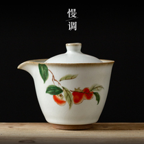 Slow adjustment retro Ruyao tea pot Chinese ice crack hand grab pot Household Kung Fu tea ceramic portable single pot large