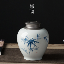 Slow Tone Ceramic Tea Leaf Jar Creative Hand-painted Household Tea Leaf Jars Custom Tea Jar Large tea bin Sealed Tank Moisture