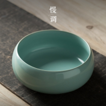 Slow Tone Comeback Ancient Ru Kiln Tea Wash Large Number Pen Washing Tea Cup Basin Ceramic Water Spittoon Home Built Water Tea Residue Cylinder Tea Tract Accessories