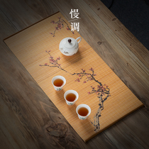 Slow-tune Bamboo Bamboo mat tea mat Zen table flag handmade bamboo curtain tea mat large dry bubble tea mat tea ceremony accessories
