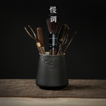 Slow tune ebony tea ceremony six gentlemen set Tea Tool tea clip Tea Needle tea spoon tea knife kung fu tea set accessories