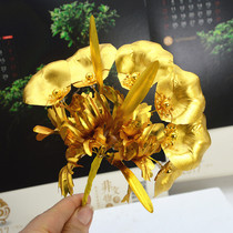 Yunnan Thailand metal jewelry Dai headdress Gold leaf rose gold peacock flower hair band Hair jewelry tourism