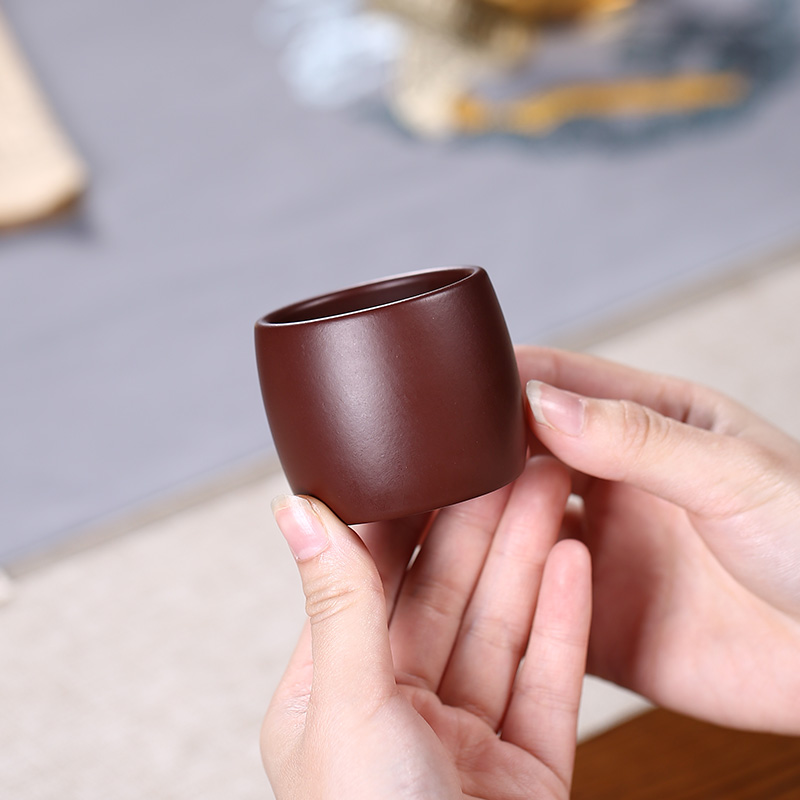 Yixing purple sand cup, small cup pure manual master cup home old purple zhu mud sample tea cup kung fu tea cups