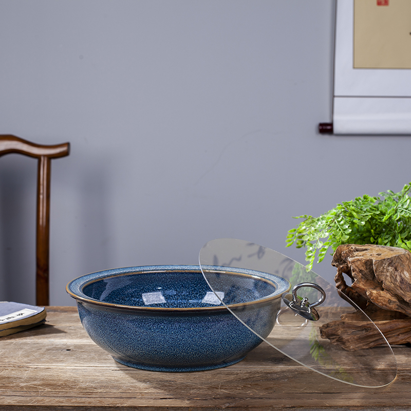 Jingdezhen ceramics and household tuba basin that wash a face with cover porcelain basin to thicken deepen xiancai basins pickled fish soup bowl