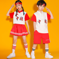 61 Childrens Performance Service Girls Games cheerleaders Patriotic Clothing Students Short Sleeve Big Chorus Vitality