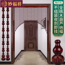 New all peach wood gourd door-to-door red curtain home porch crossing bead curtain living room partition curtain free of punching
