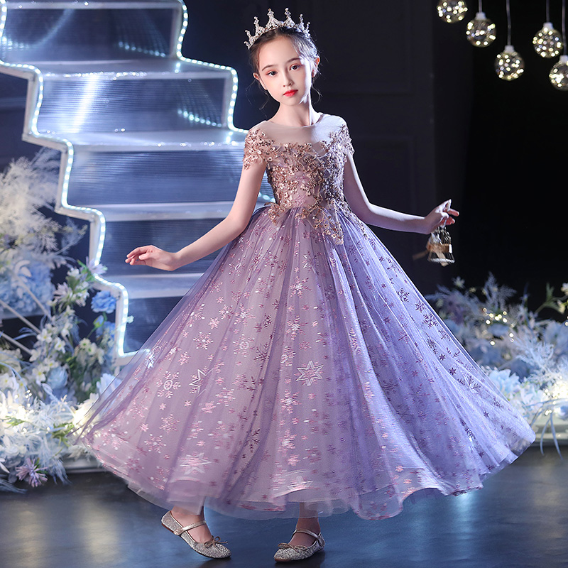 Children's dress princess dress high-end girl host catwalk evening dress summer piano performance costume heavy industry