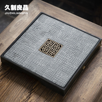 Natural whole stone tea tray large black gold stone tea table simple household tea tray water storage dry bubble plate Square