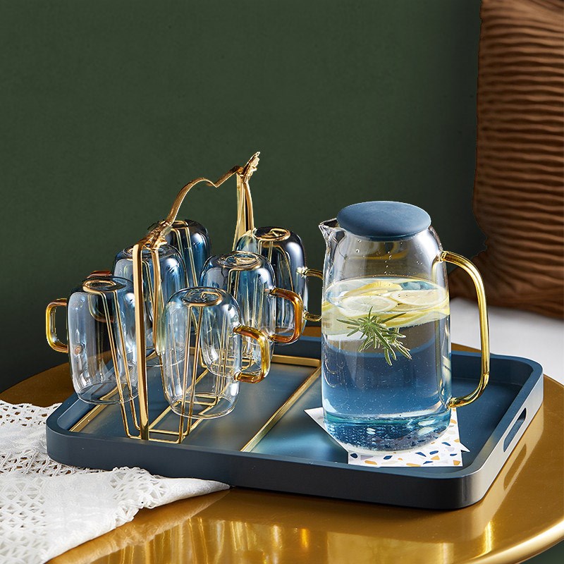 Nordic light key-2 luxury glass suits for the family sitting room temperature kettle pot cup cup cup with tray package